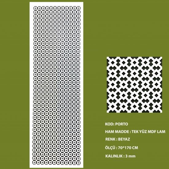Мдф решетка 3мм Порто 70*170см Бял