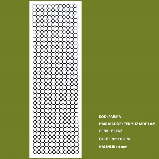 Мдф Решетка 4мм Парма 70*210см Бял