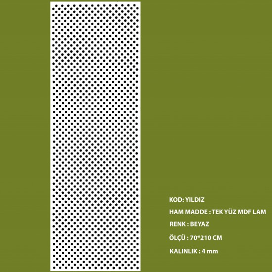 Мдф Решетка 4мм Звезда 70*210см Бял