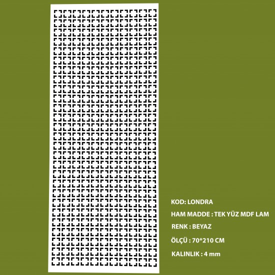 Мдф Решетка 4мм Лондон 70*210см Бял