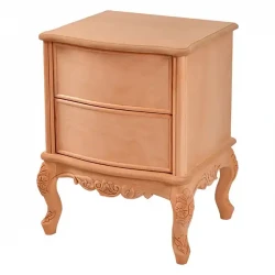 Извито резбовано нощно шкафче с широки чекмеджета