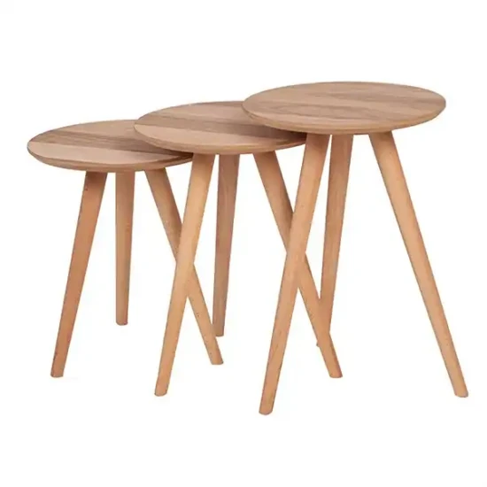 Ретро кръгли масички за гнездене, орех