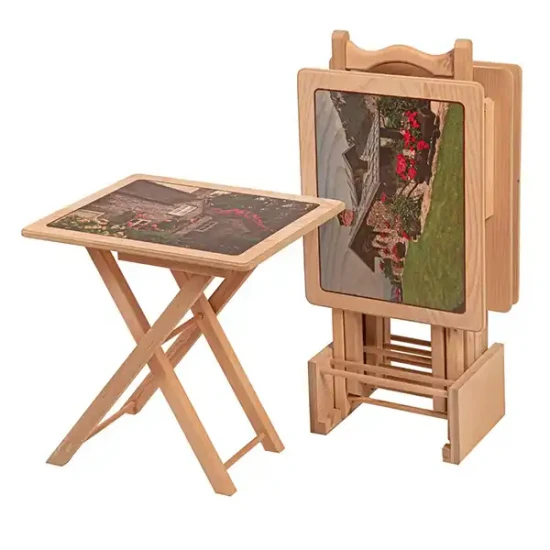 Странична масичка с квадратна шарена чанта